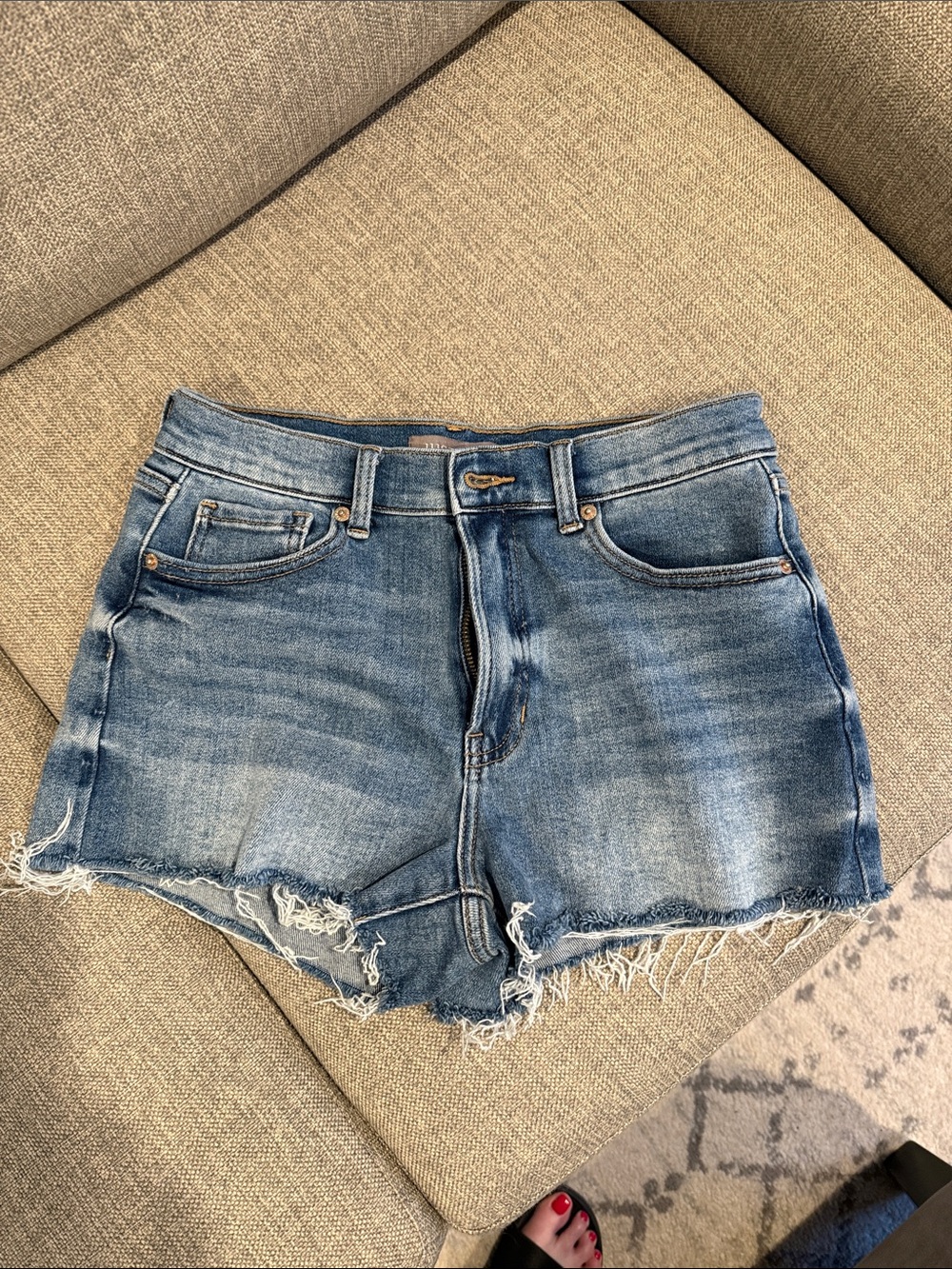 Just USA Distressed Light Blue Denim Cutoff Shorts